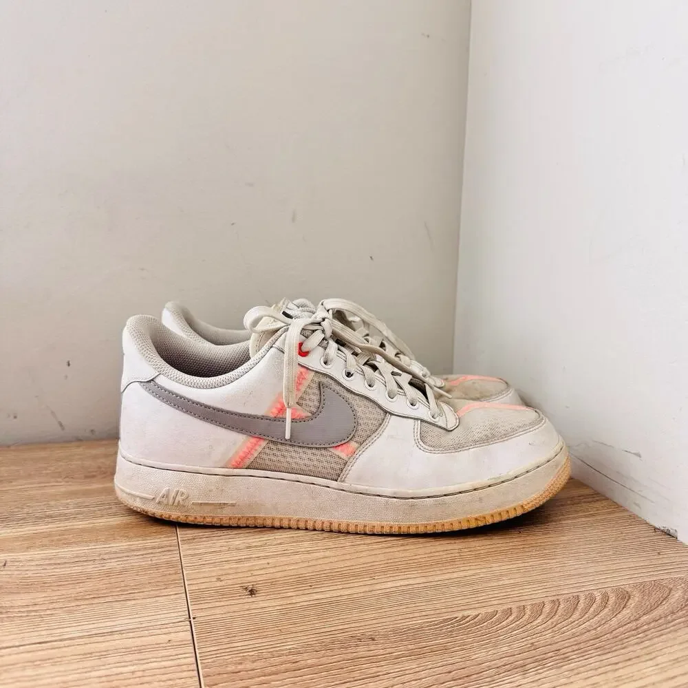 Nike Air Force 1 Low Sneakers White Gray Mens Size 11.5